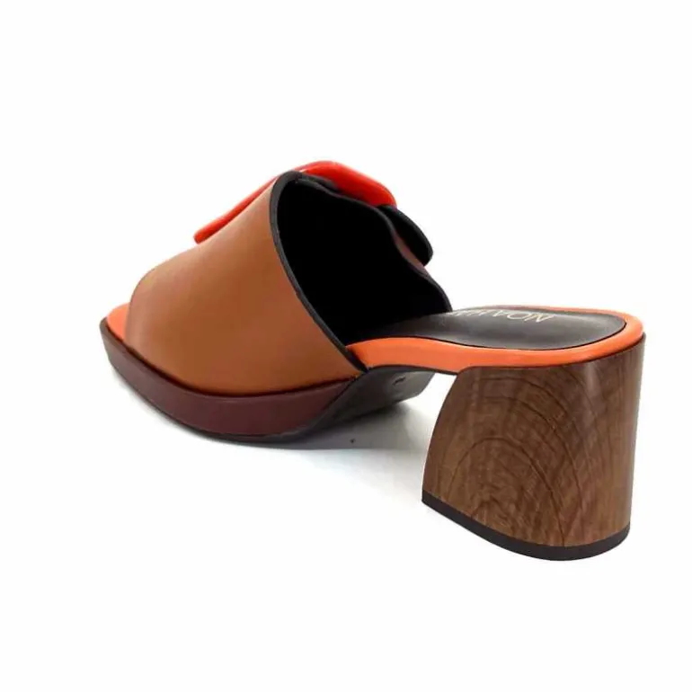 noa harmon Mules à Talon 9678m07 Cuir Multi Orange Marron Flash Sale