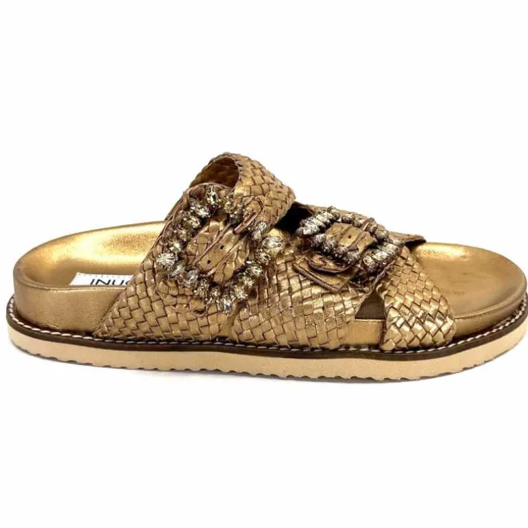 Inuovo Mules Compensées 355052 Cuir Bronze Or Hot