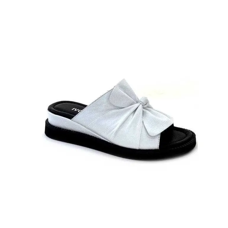 Ivoire-354 Mules Compensées Ivoire 107911 Cuir Blanc Hot