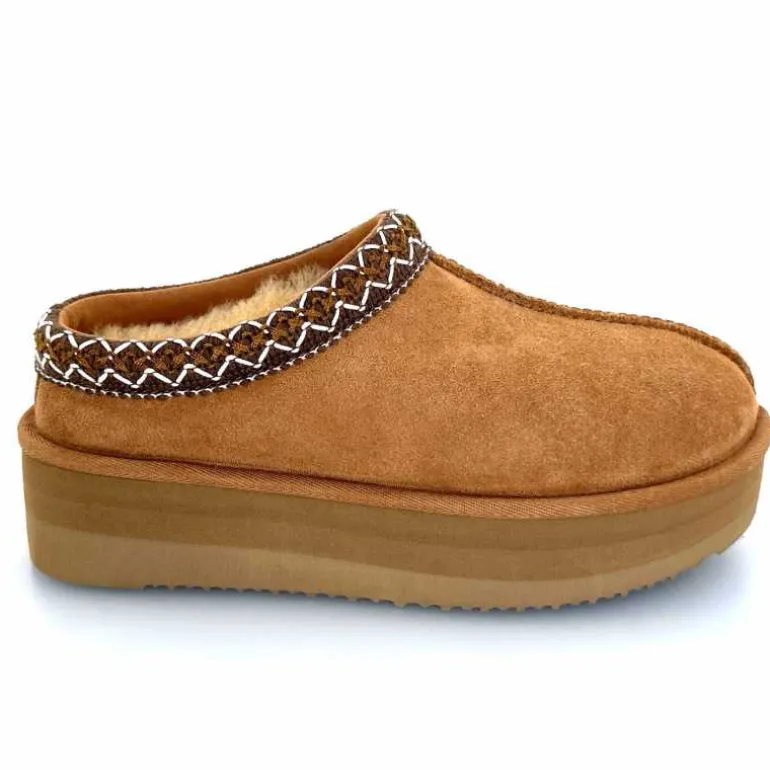 sweet heritage Mules Fourrées Glace Daim Camel Fashion