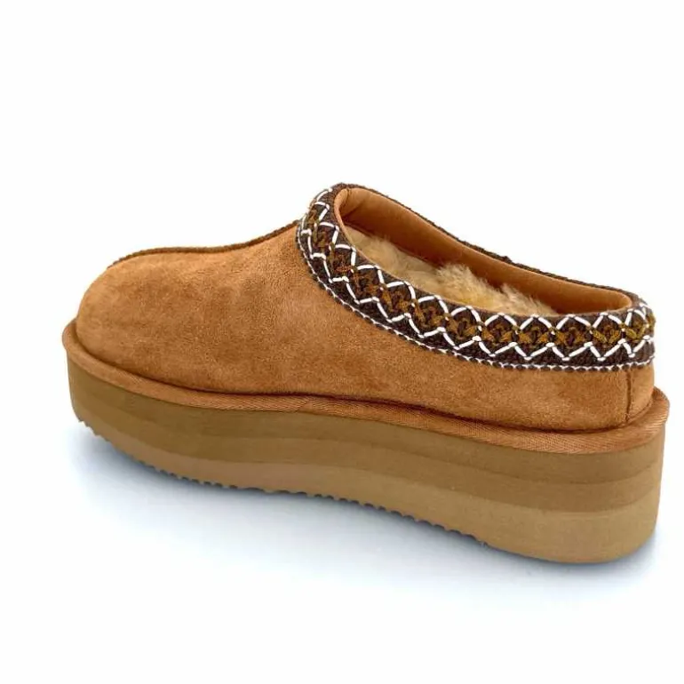 sweet heritage Mules Fourrées Glace Daim Camel Fashion