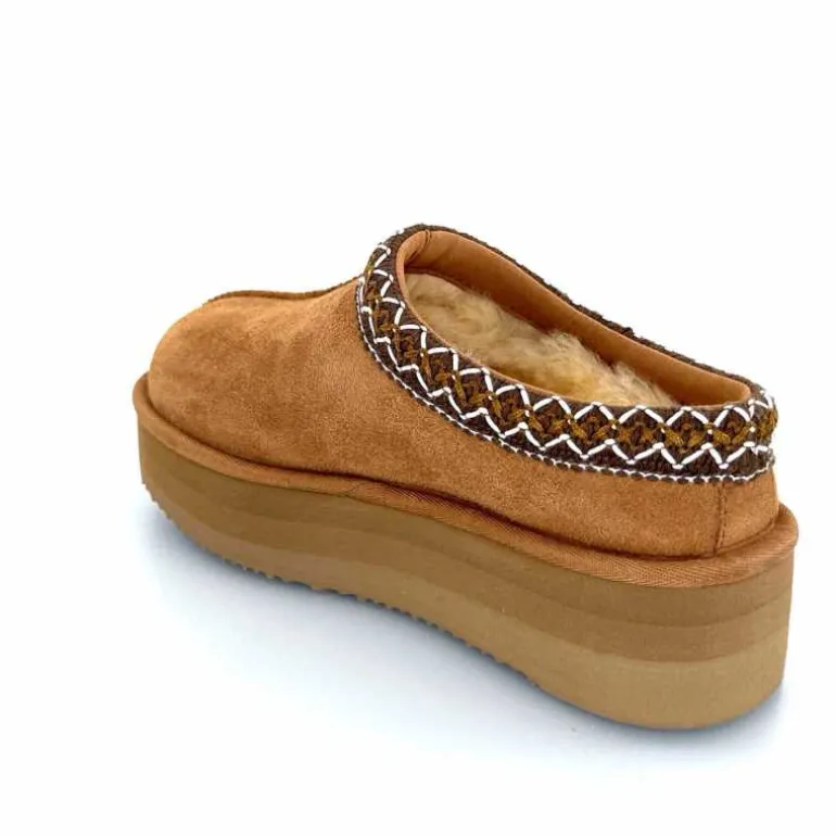 sweet heritage Mules Fourrées Glace Daim Camel Fashion