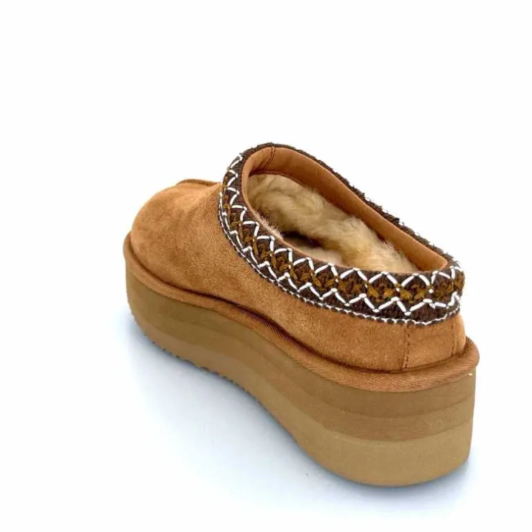 sweet heritage Mules Fourrées Glace Daim Camel Fashion