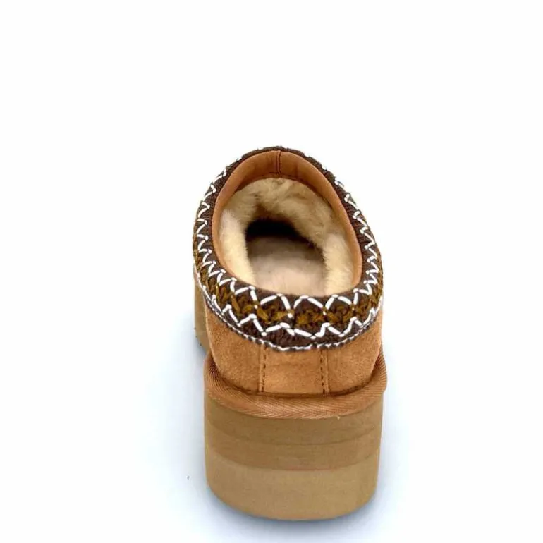 sweet heritage Mules Fourrées Glace Daim Camel Fashion