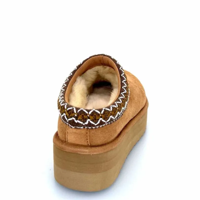 sweet heritage Mules Fourrées Glace Daim Camel Fashion