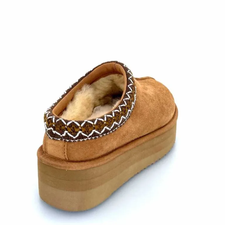 sweet heritage Mules Fourrées Glace Daim Camel Fashion