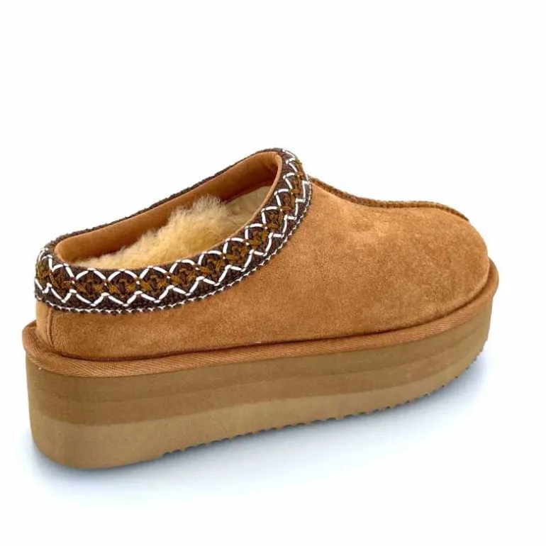 sweet heritage Mules Fourrées Glace Daim Camel Fashion