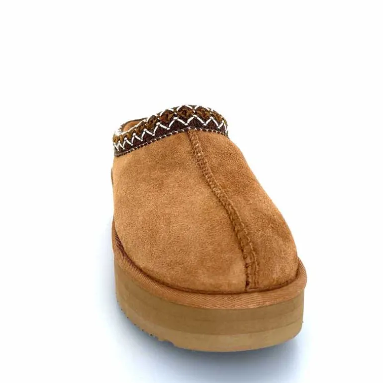 sweet heritage Mules Fourrées Glace Daim Camel Fashion