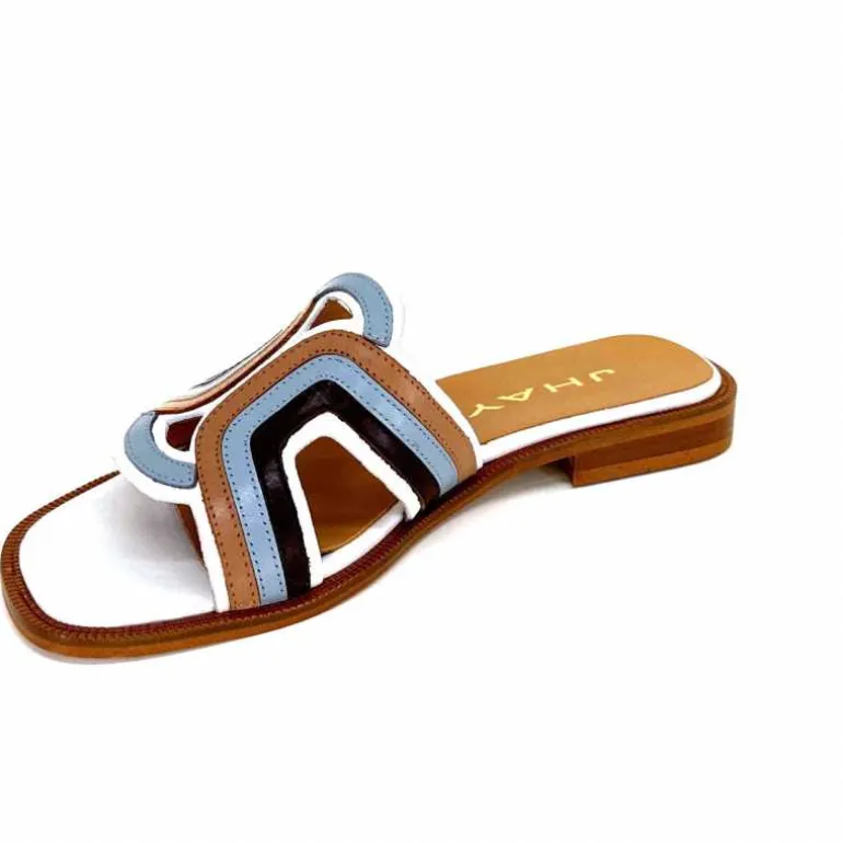 mules_jhay__cuir_bleu_marron_blanc_10.webp JHay Mules 2305 Cuir Marron Blanc Bleu Store