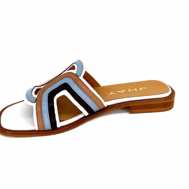 mules_jhay__cuir_bleu_marron_blanc_11.webp JHay Mules 2305 Cuir Marron Blanc Bleu Store