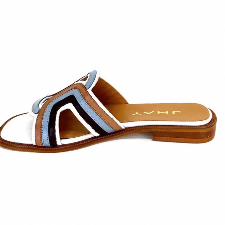 mules_jhay__cuir_bleu_marron_blanc_12.webp JHay Mules 2305 Cuir Marron Blanc Bleu Store