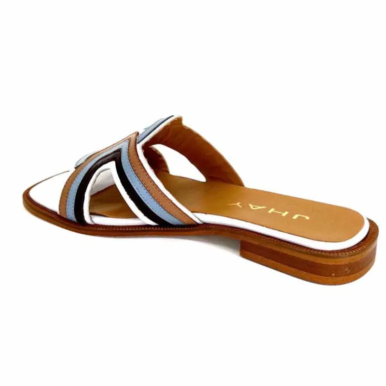 mules_jhay__cuir_bleu_marron_blanc_14.webp JHay Mules 2305 Cuir Marron Blanc Bleu Store
