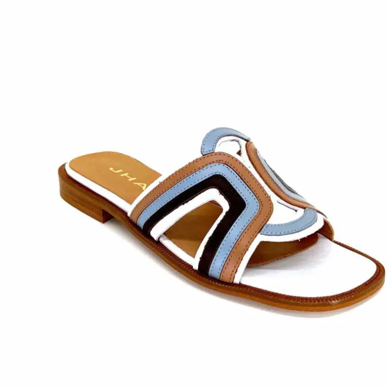 mules_jhay__cuir_bleu_marron_blanc_3.webp JHay Mules 2305 Cuir Marron Blanc Bleu Store
