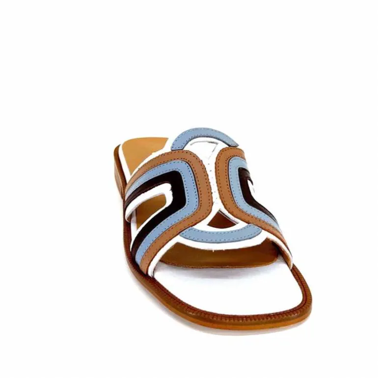 mules_jhay__cuir_bleu_marron_blanc_5.webp JHay Mules 2305 Cuir Marron Blanc Bleu Store