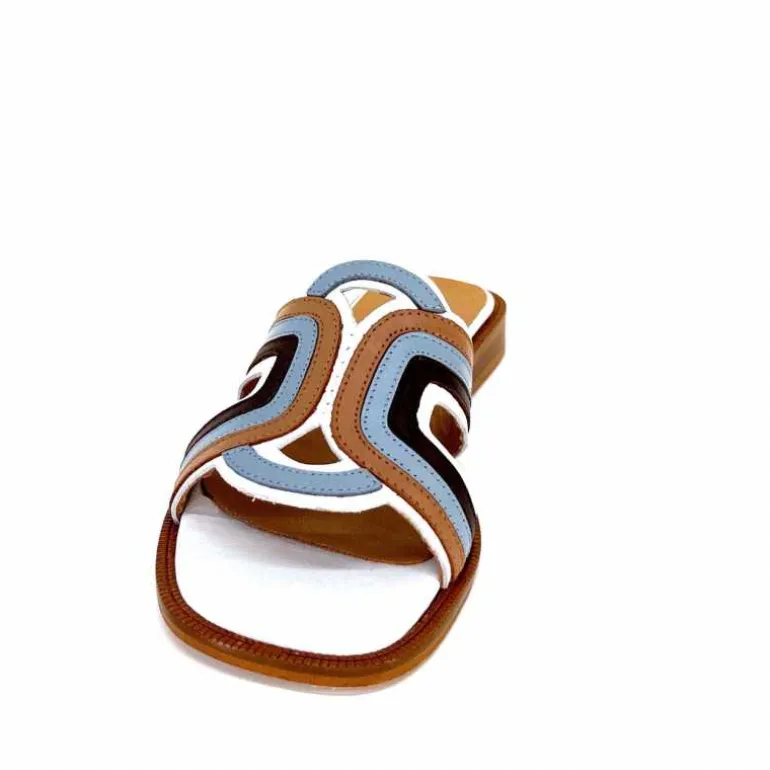 mules_jhay__cuir_bleu_marron_blanc_7.webp JHay Mules 2305 Cuir Marron Blanc Bleu Store