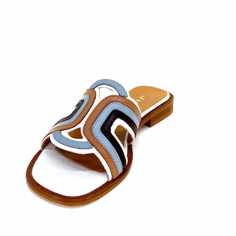 mules_jhay__cuir_bleu_marron_blanc_8.webp JHay Mules 2305 Cuir Marron Blanc Bleu Store