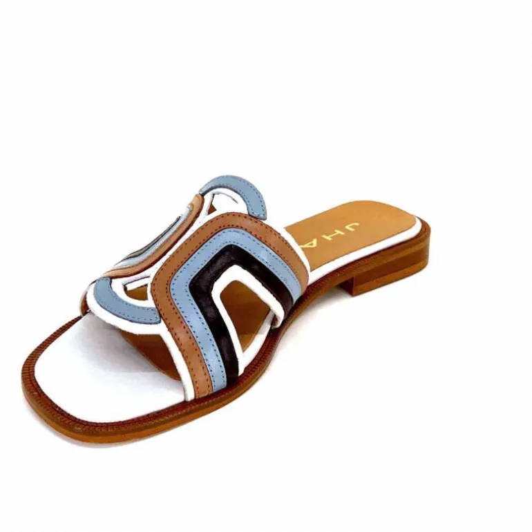mules_jhay__cuir_bleu_marron_blanc_9.webp JHay Mules 2305 Cuir Marron Blanc Bleu Store
