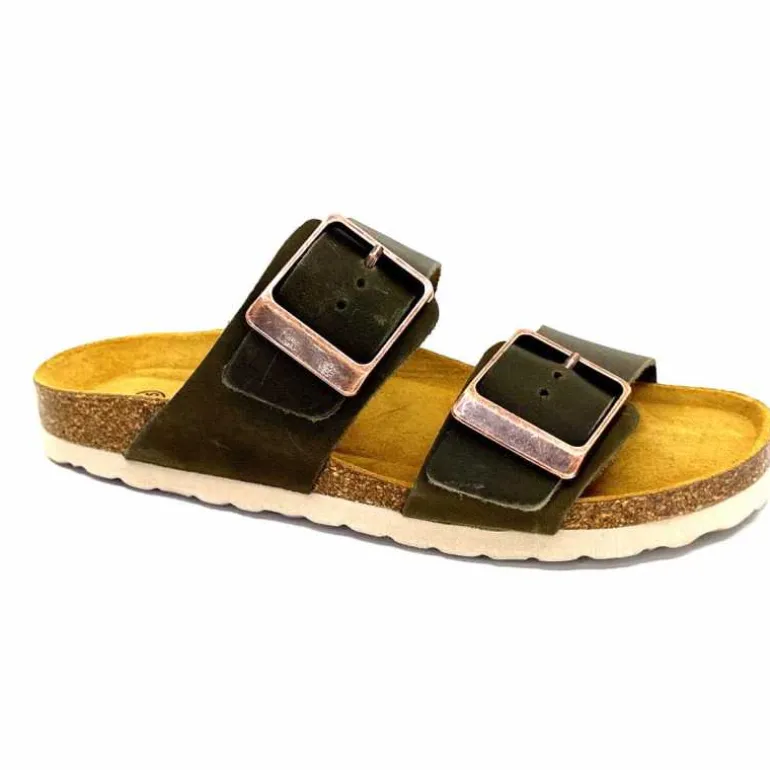 Ivoire0098a Mules Plagettes Ivoire 2011.178 Cuir Kaki Cheap