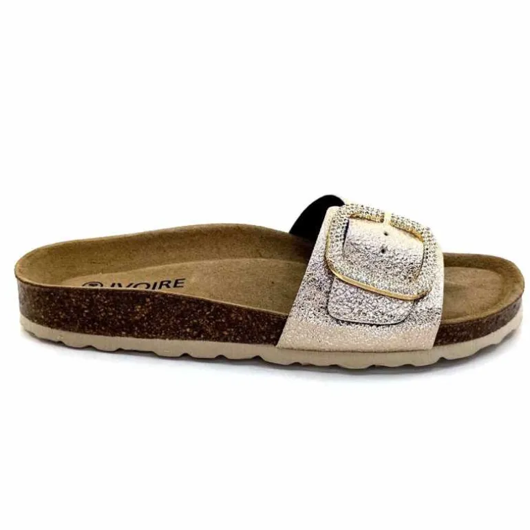 Ivoire0473a Mules Plagettes Ivoire 11.71.14.351.412 Métal Dé Or New