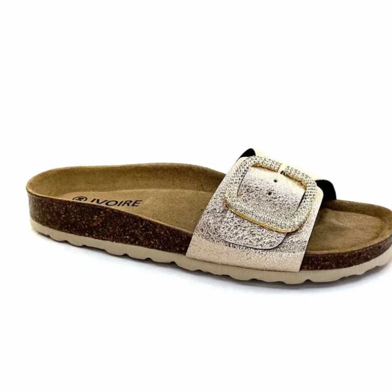 Ivoire0473a Mules Plagettes Ivoire 11.71.14.351.412 Métal Dé Or New