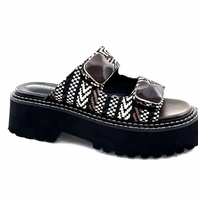 noa harmon Mules Plateforme 9684 M55 Beige Noir Outlet