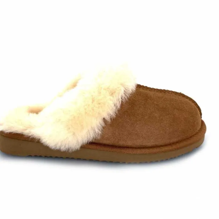 sweet heritage Pantoufles Luge Daim Camel Store