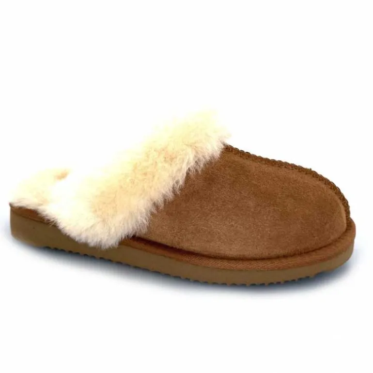 sweet heritage Pantoufles Luge Daim Camel Store