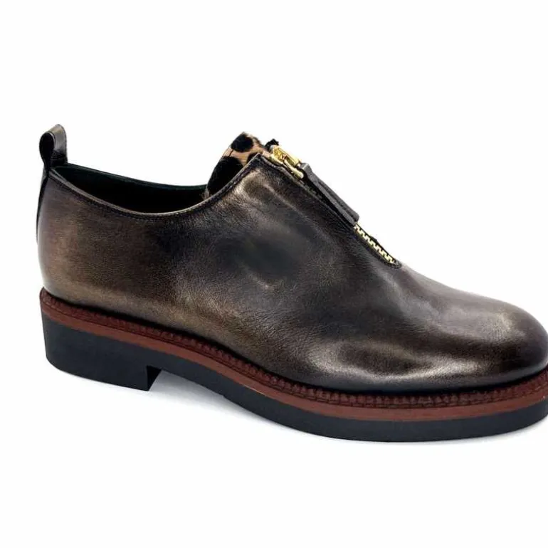 Ivoire0330 Richelieux Zip Ivoire 302 Cuir Bronze Marron Discount