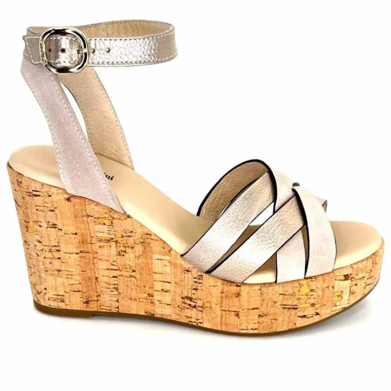 Nero Giardini Sandales à Compensées NeroGiardini 410610 D677 Cuir Métal Daim Gris GrisClair Best Sale