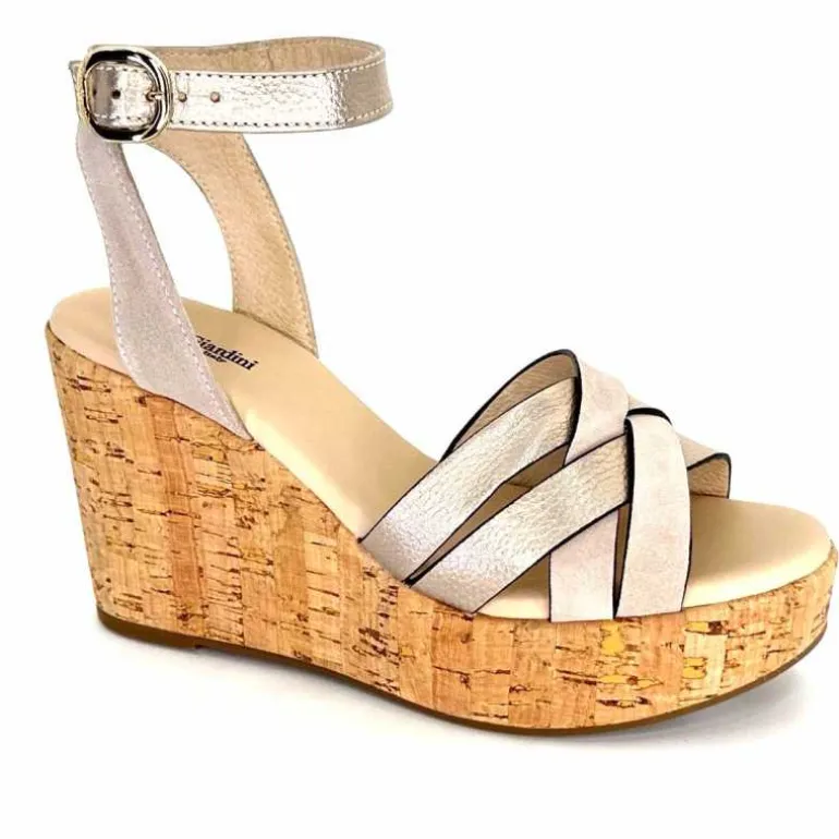 Nero Giardini Sandales à Compensées NeroGiardini 410610 D677 Cuir Métal Daim Gris GrisClair Best Sale