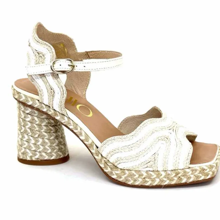 Gaimo Sandales à Talon Danae Raffiia Beige Blanc Clearance