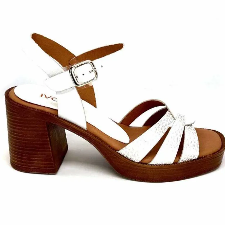 380-ivoire Sandales à Talon Ivoire 12335 Cuir Blanc Outlet