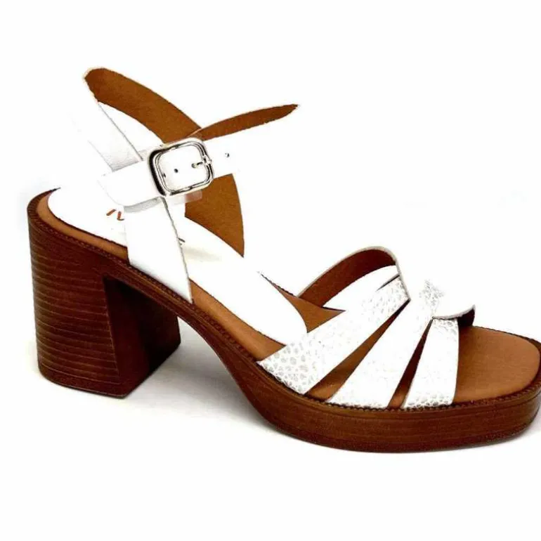 380-ivoire Sandales à Talon Ivoire 12335 Cuir Blanc Outlet