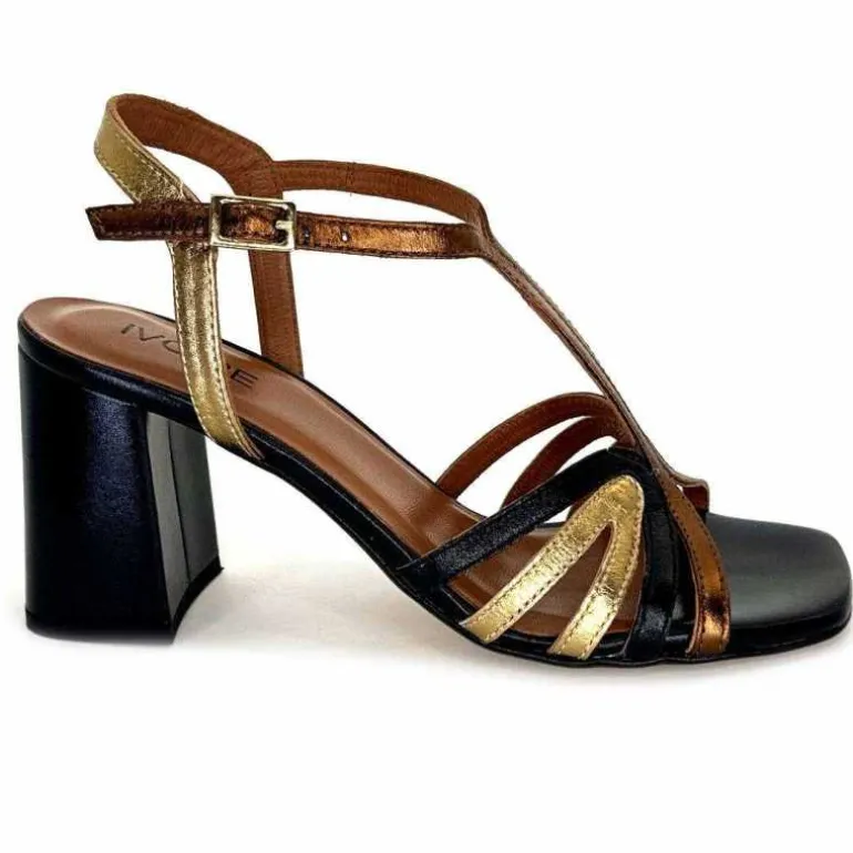 Ivoire0352 Sandales à Talon Ivoire K252 Mare 2 Cuir Bronze Noir Outlet