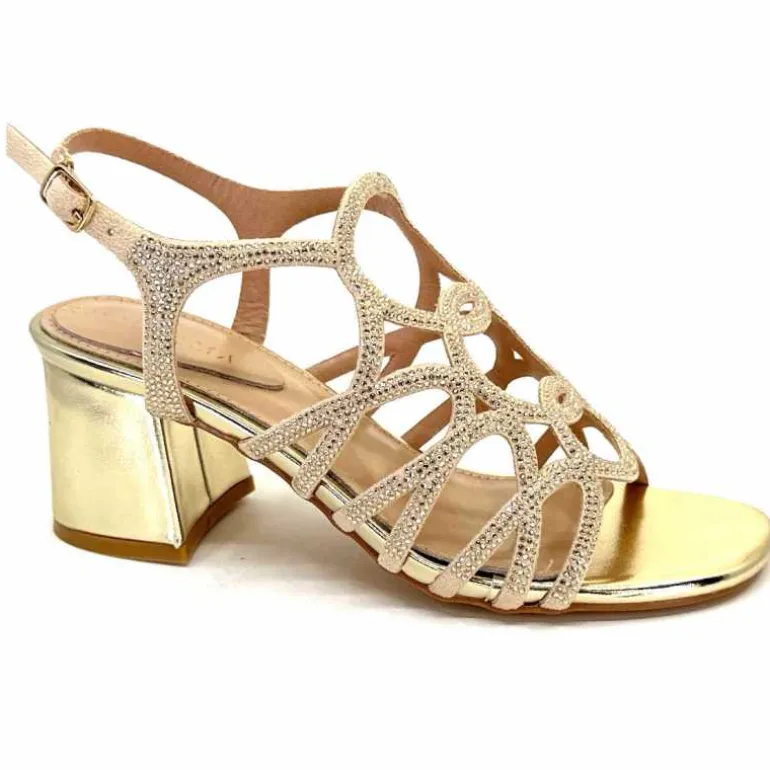 Ivoire0297a Sandales à Talons Ivoire 7502 Strass Platine New