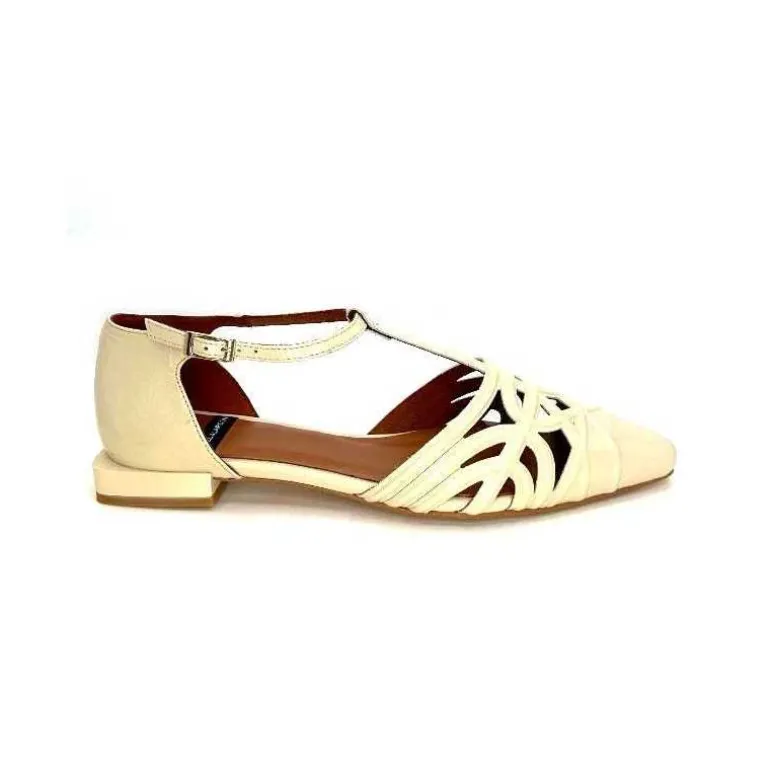 angel alarcon Sandales 24001F Cuir Vernis Off White Beige Flash Sale