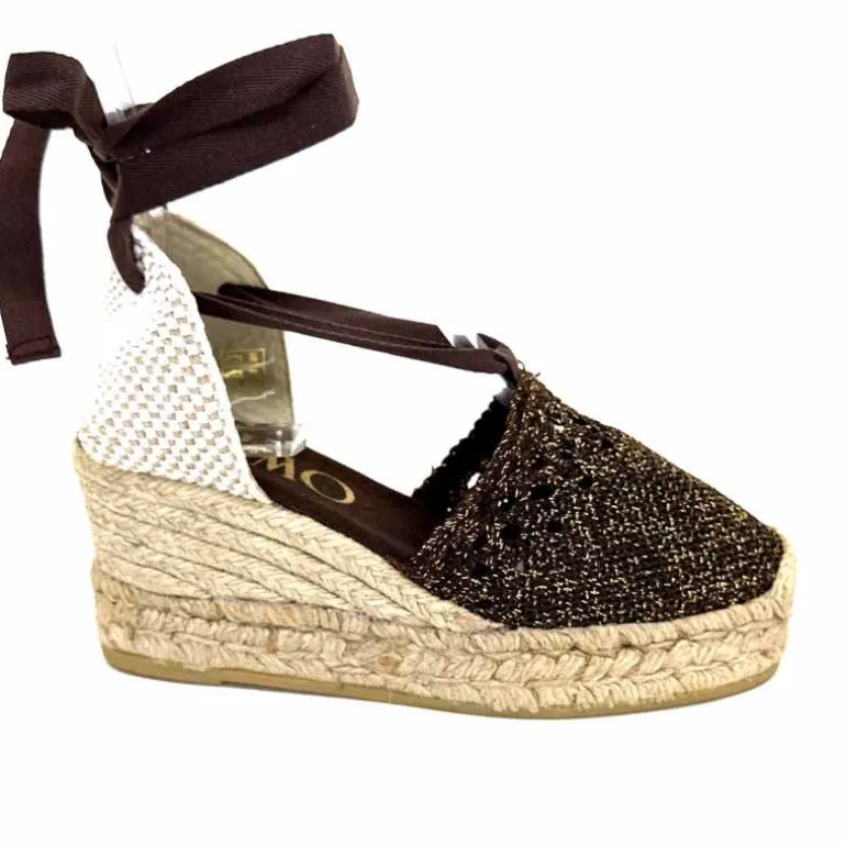 Gaimo Sandales Compensées Alpargata Textile Or Marron Sale
