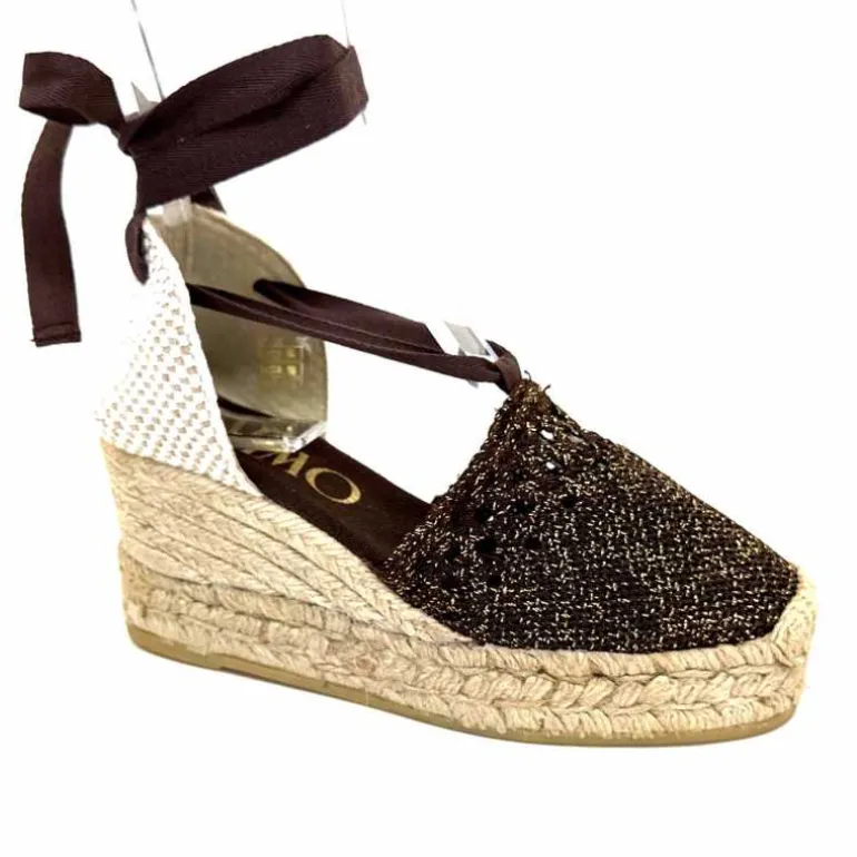 Gaimo Sandales Compensées Alpargata Textile Or Marron Sale