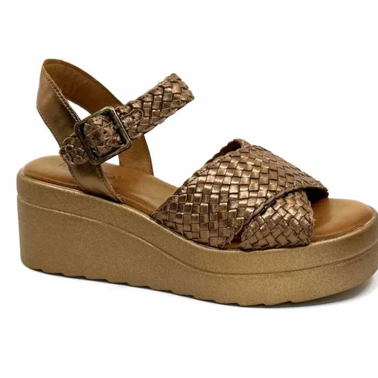 Inuovo Sandales Compensées 99001 Cuir Bronze New