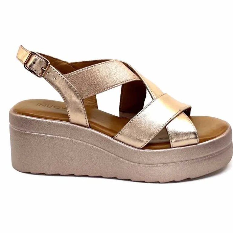 Inuovo Sandales Compensées 99012 Cuir Metal Rose Clearance