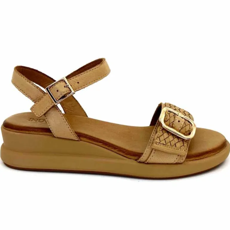 Inuovo Sandales Compensées 95013 Cuir Scissors Camel Outlet