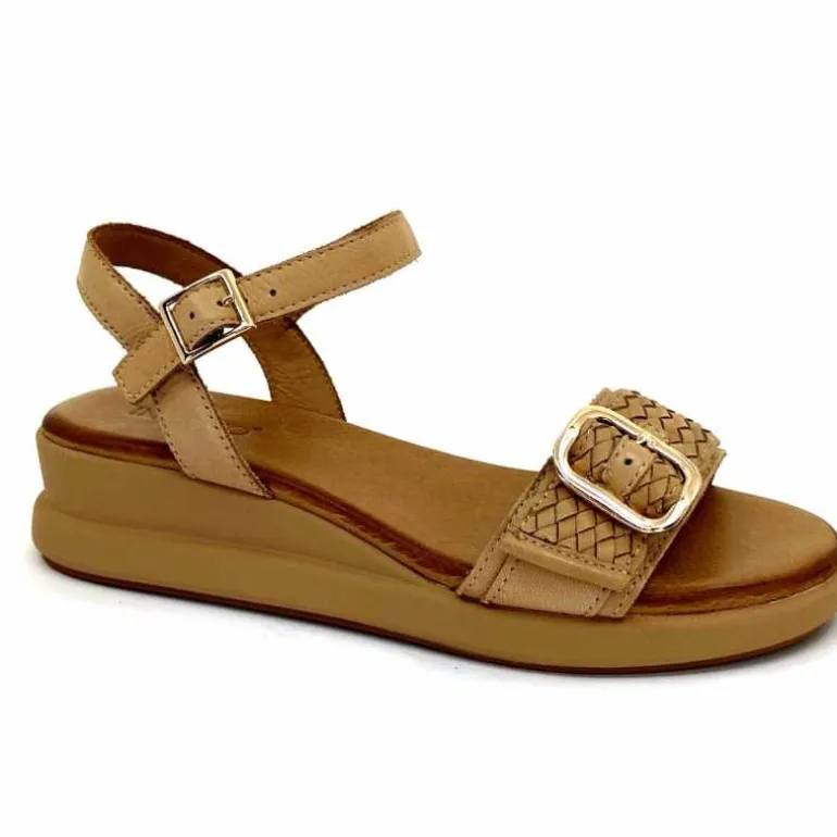 Inuovo Sandales Compensées 95013 Cuir Scissors Camel Outlet