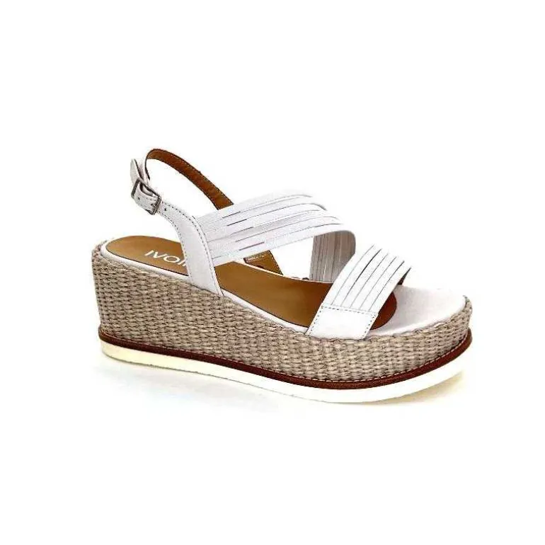 Ivoire0551 Sandales Compensées Ivoire 2244 Cuir Blanc Discount