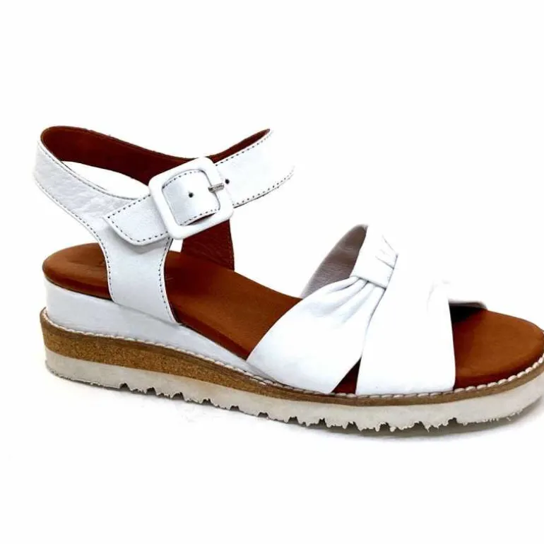 384-ivoire Sandales Compensées Ivoire 1613-0092 Cuir Blanc Clearance