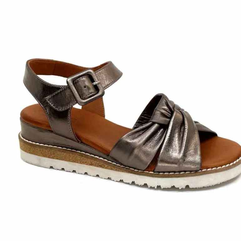 384-ivoire Sandales Compensées Ivoire 1613-0092 Cuir Bronze Sale