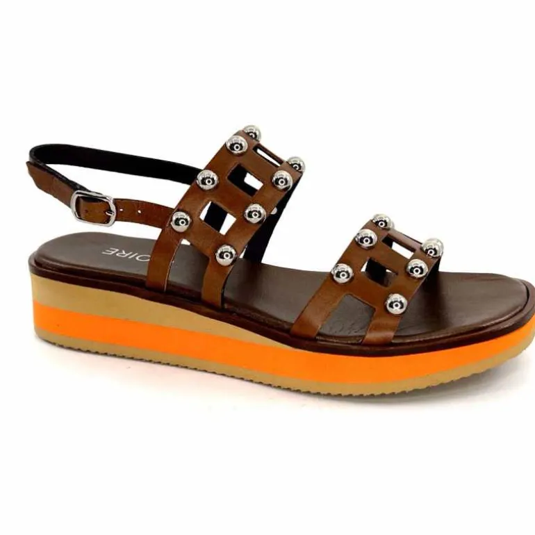 plumers Sandales Compensées Ivoire 3744/237 Cuir Marron Outlet