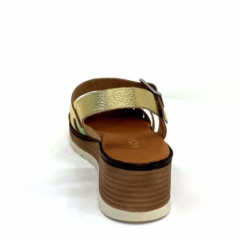 Ivoire0375a Sandales Compensées Ivoire Rene Cuir Métal Or Rose Vert Argent Cheap