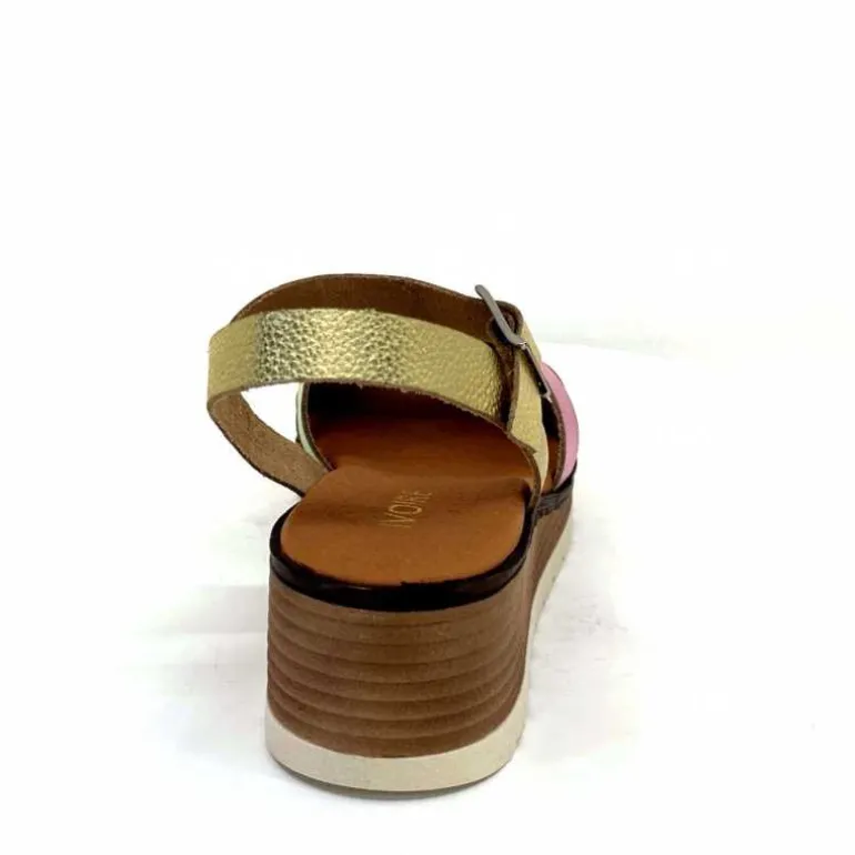 Ivoire0375a Sandales Compensées Ivoire Rene Cuir Métal Or Rose Vert Argent Cheap