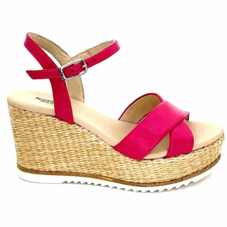 Nero Giardini Sandales Compensées NeroGiardini410630 D707 Cuir Raffia Rose New