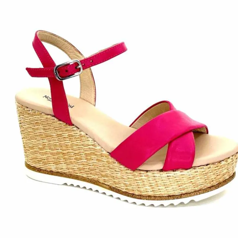 Nero Giardini Sandales Compensées NeroGiardini410630 D707 Cuir Raffia Rose New